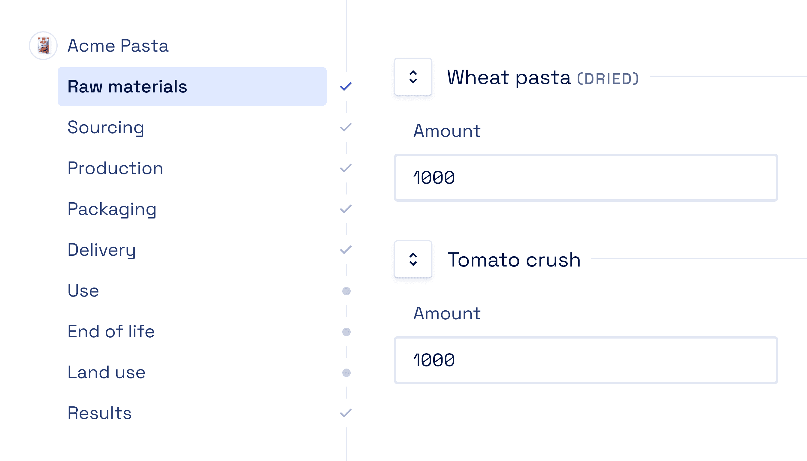 Product LCA stage navigation