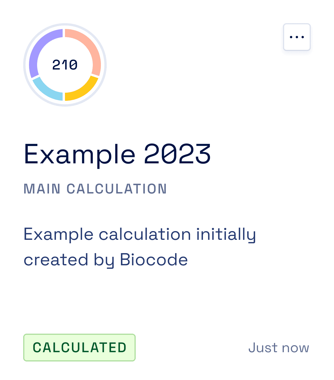 Calculation example card